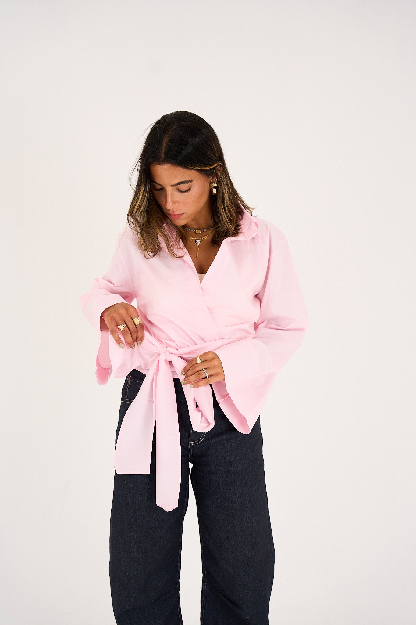 The Effortless Wrap Shirt - Baby Pink