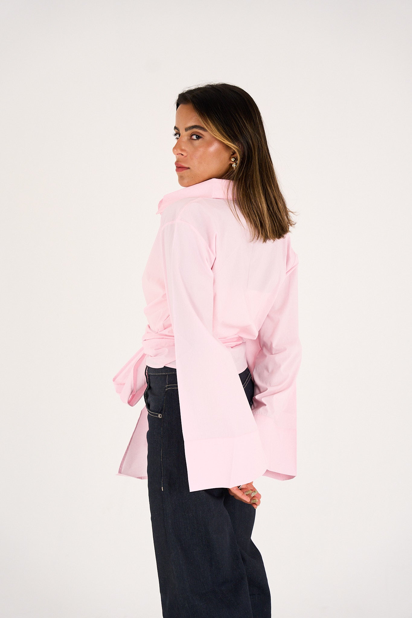 The Effortless Wrap Shirt - Baby Pink