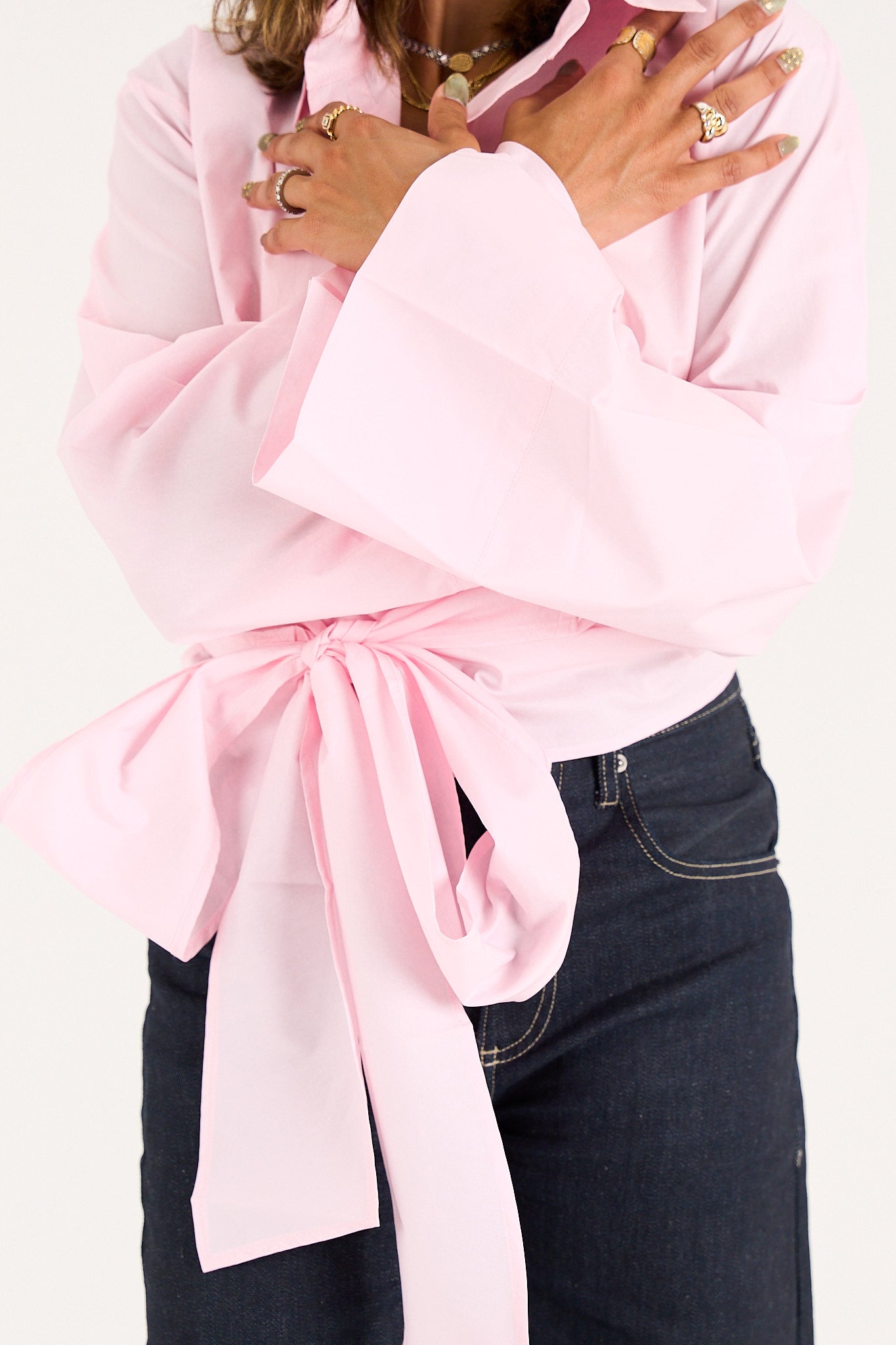 The Effortless Wrap Shirt - Baby Pink