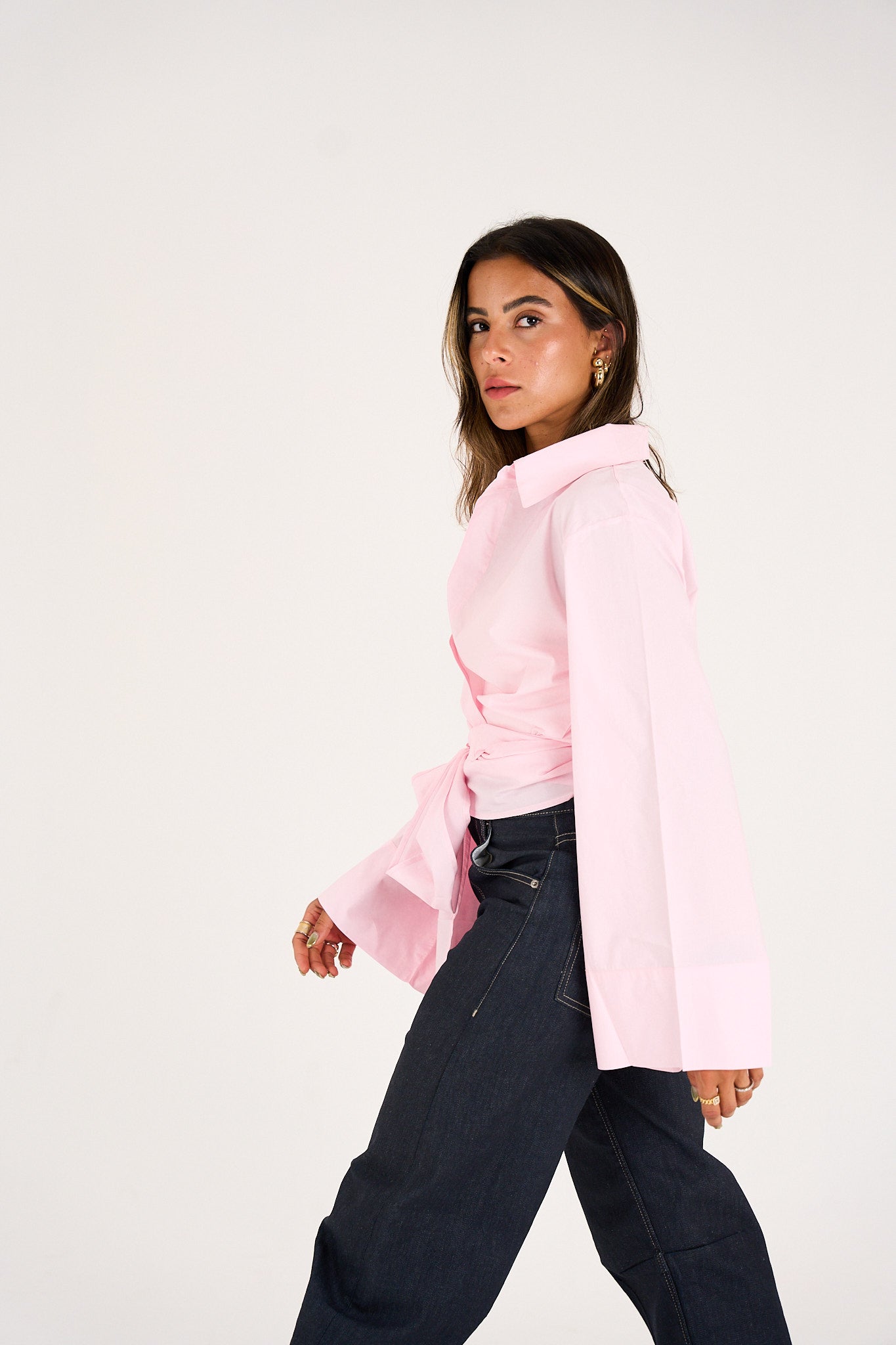 The Effortless Wrap Shirt - Baby Pink