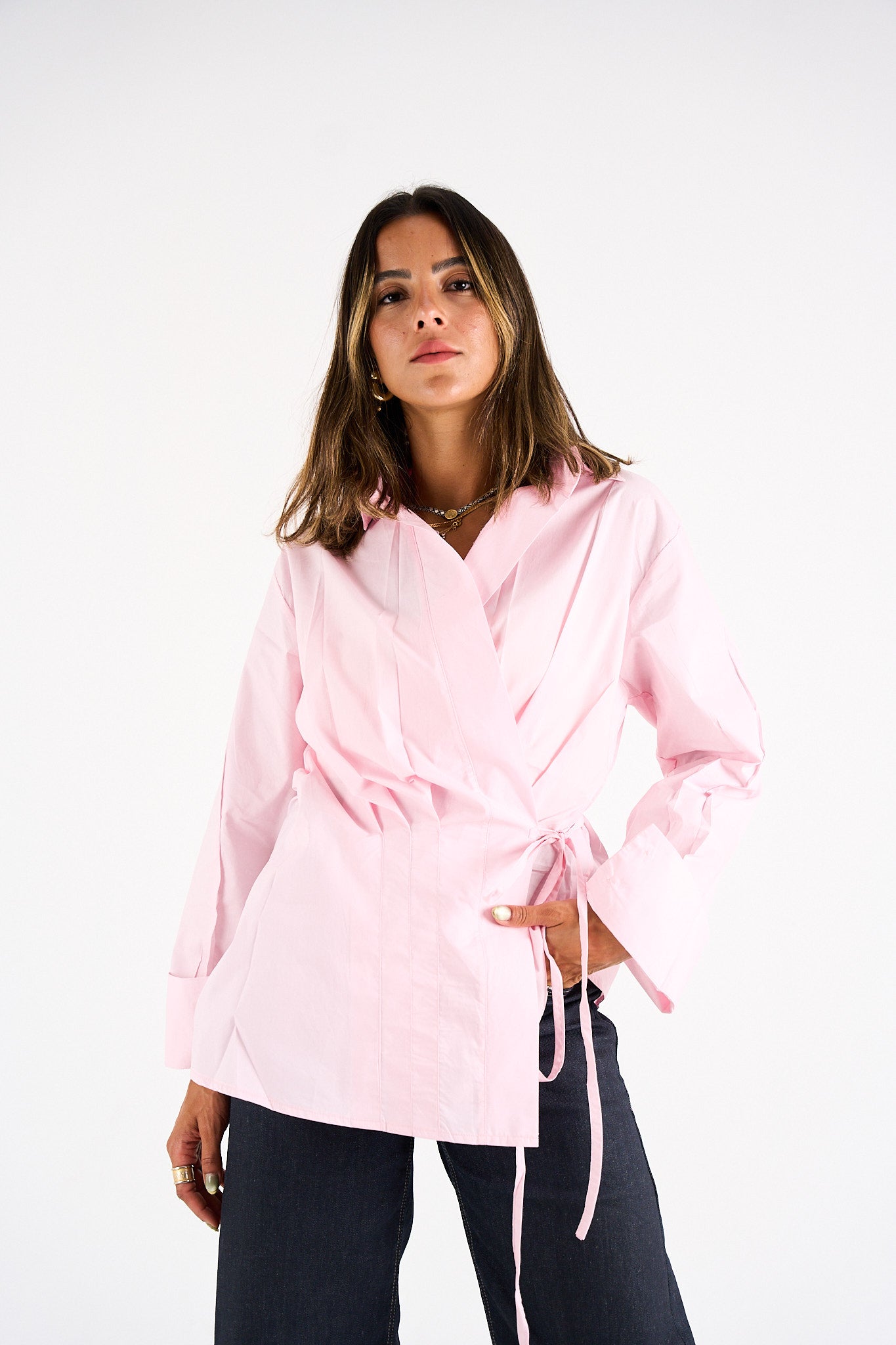The Day-to-Night Tie Shirt - Baby Pink