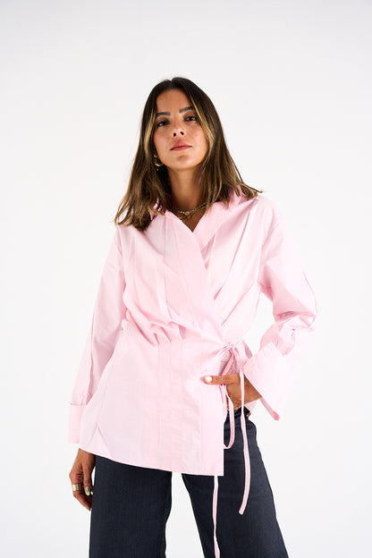 The Day-to-Night Tie Shirt - Baby Pink