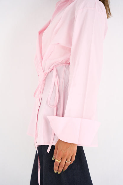 The Day-to-Night Tie Shirt - Baby Pink
