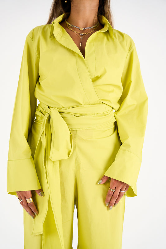 The Effortless Wrap Shirt -Limeade