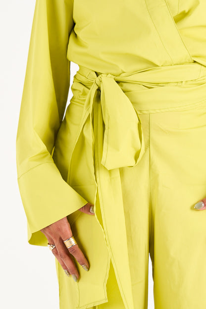 The Effortless Wrap Shirt -Limeade