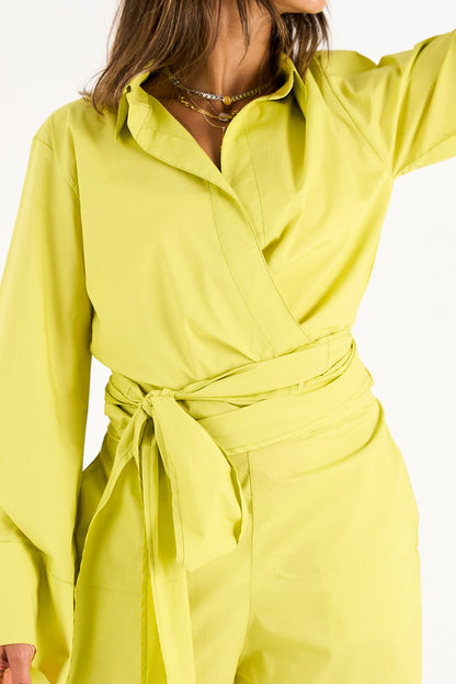 The Effortless Wrap Shirt -Limeade