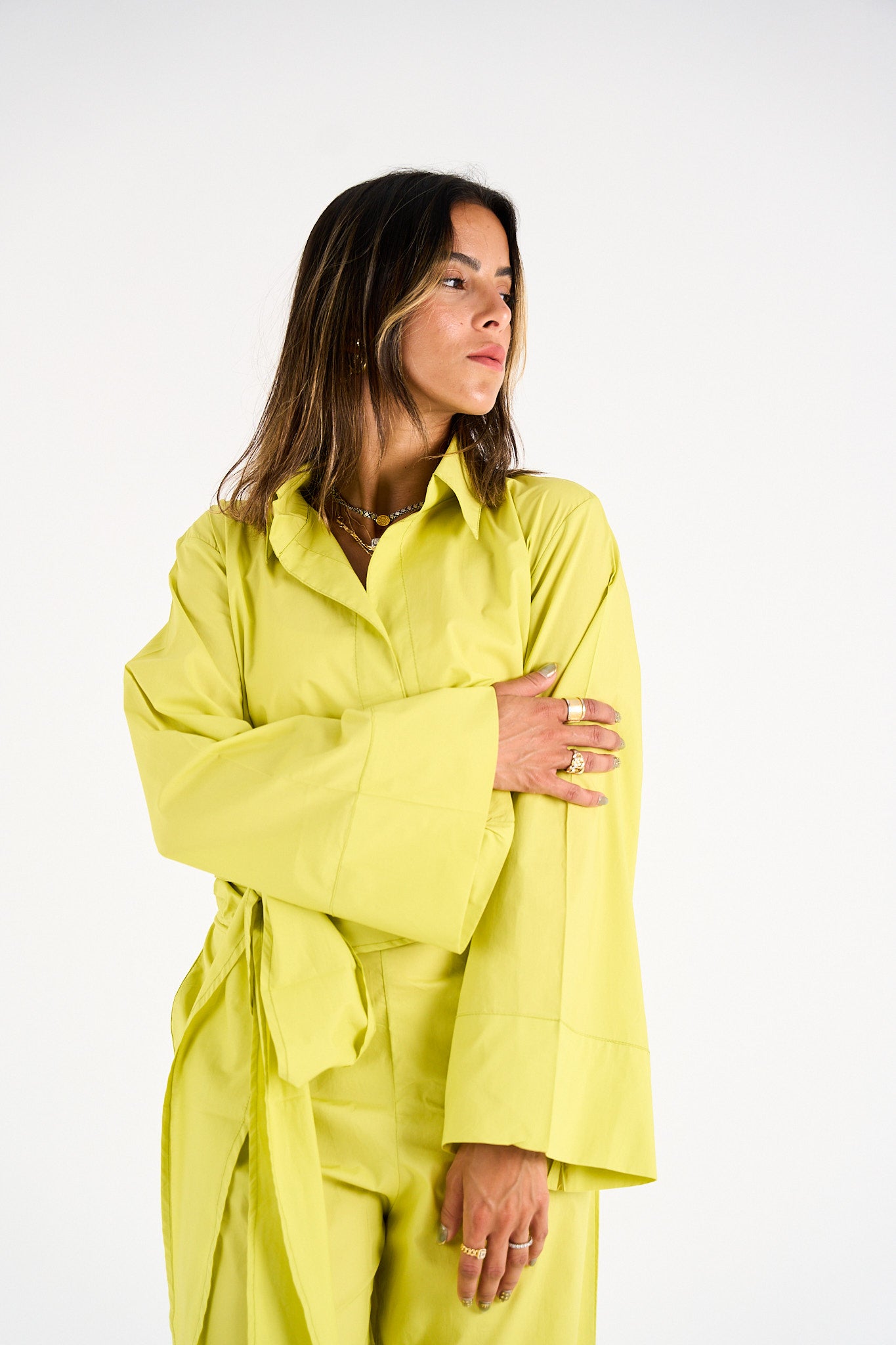 The Effortless Wrap Shirt -Limeade