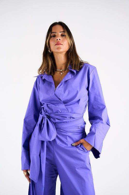 The Effortless Wrap Shirt -Royal Purple