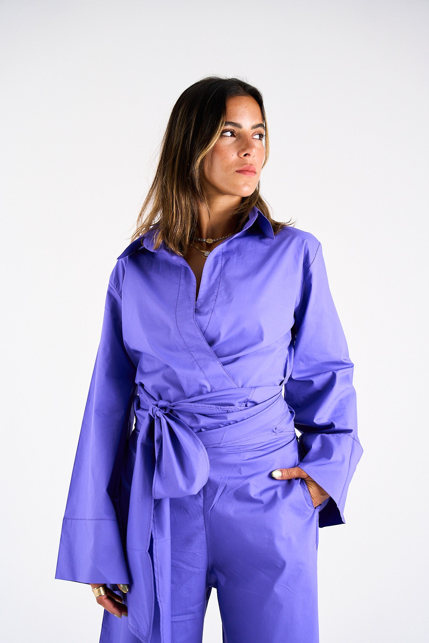 The Effortless Wrap Shirt -Royal Purple
