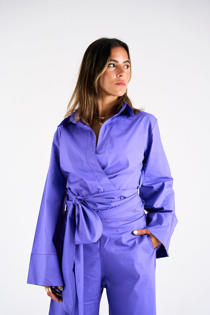 The Effortless Wrap Shirt -Royal Purple