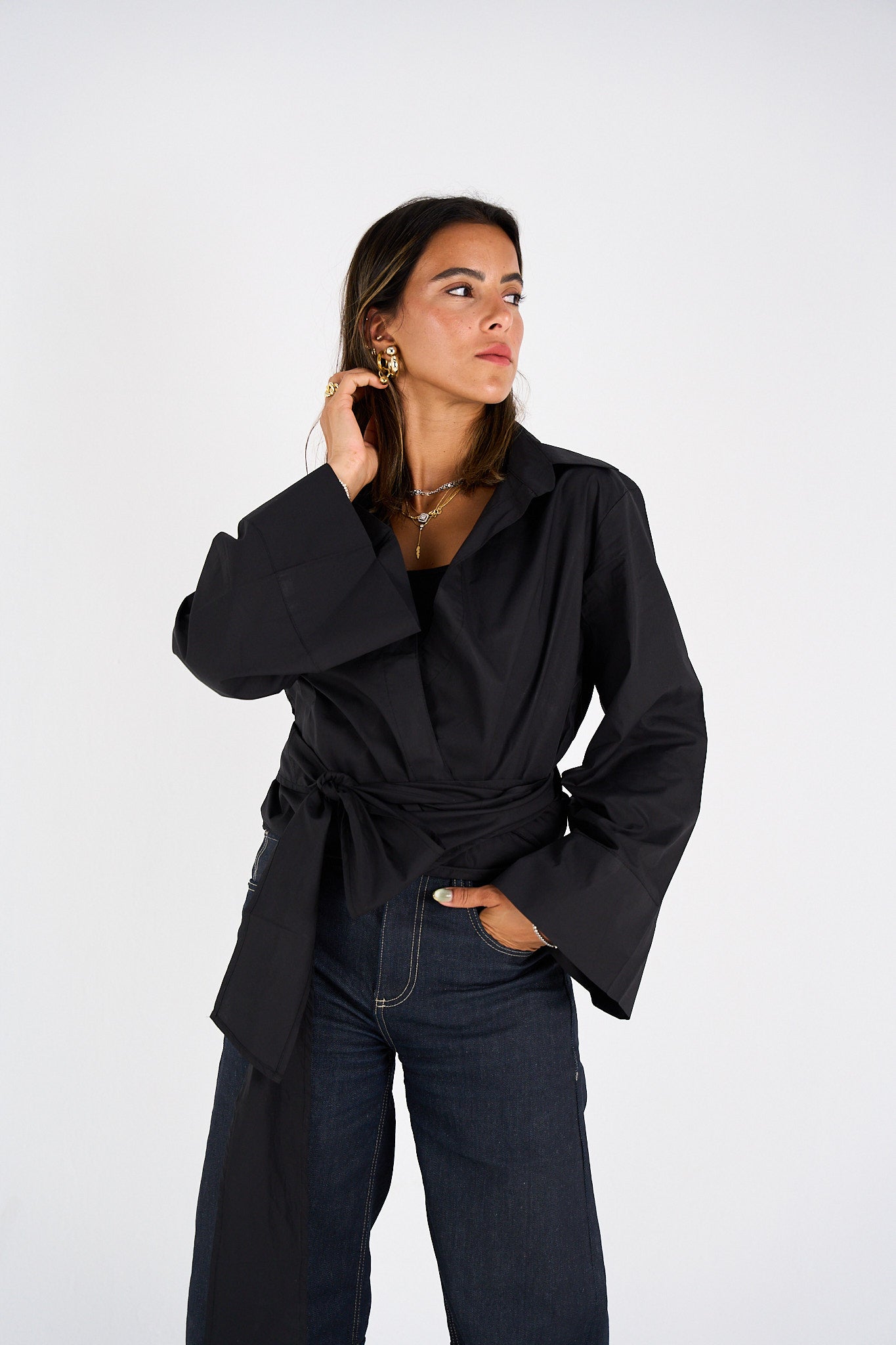The Effortless Wrap Shirt - Black