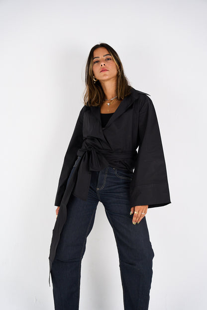 The Effortless Wrap Shirt - Black
