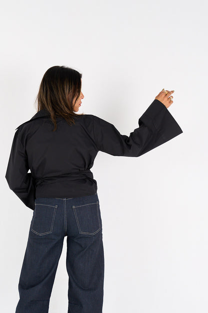 The Effortless Wrap Shirt - Black