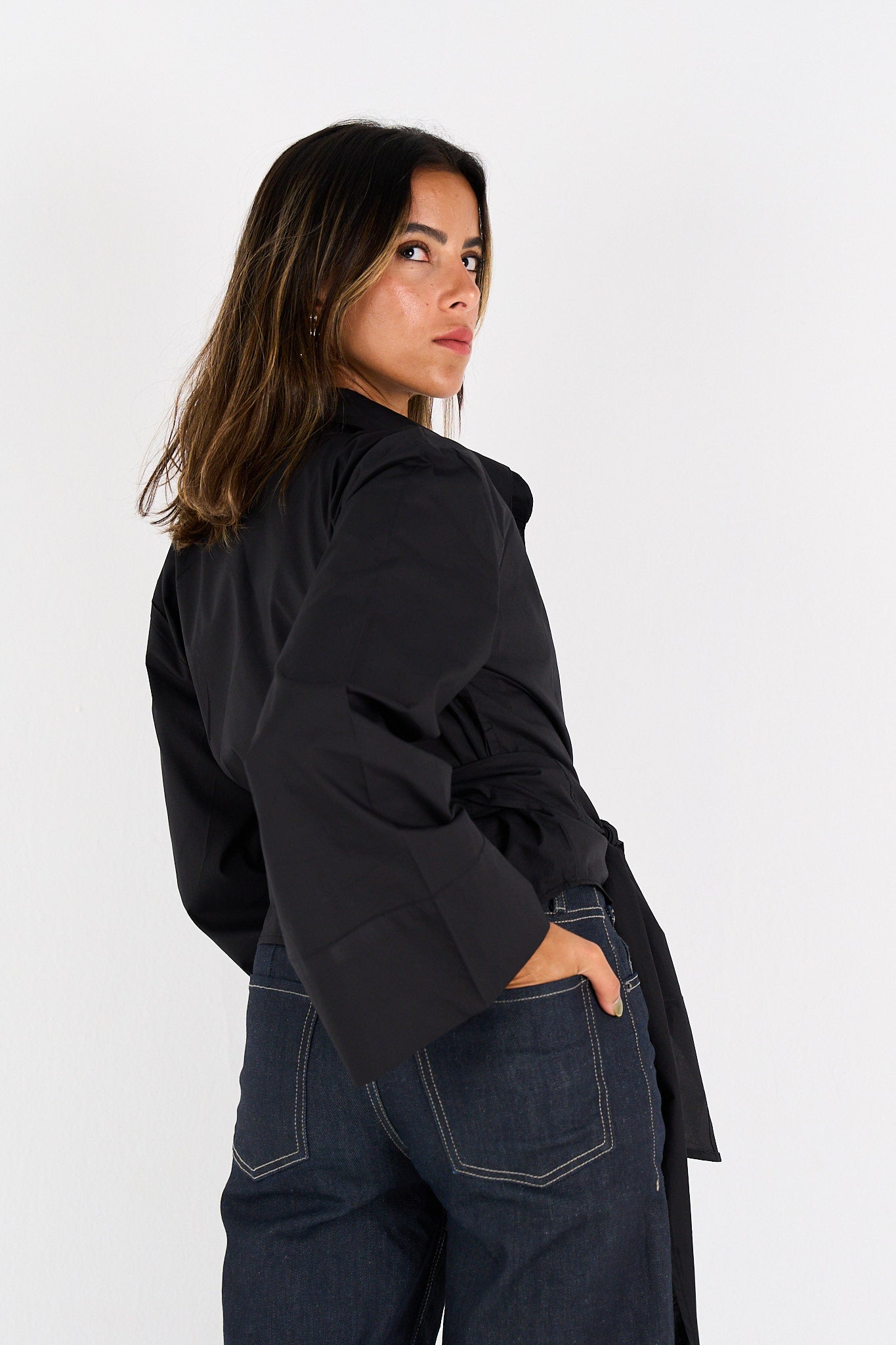 The Effortless Wrap Shirt - Black