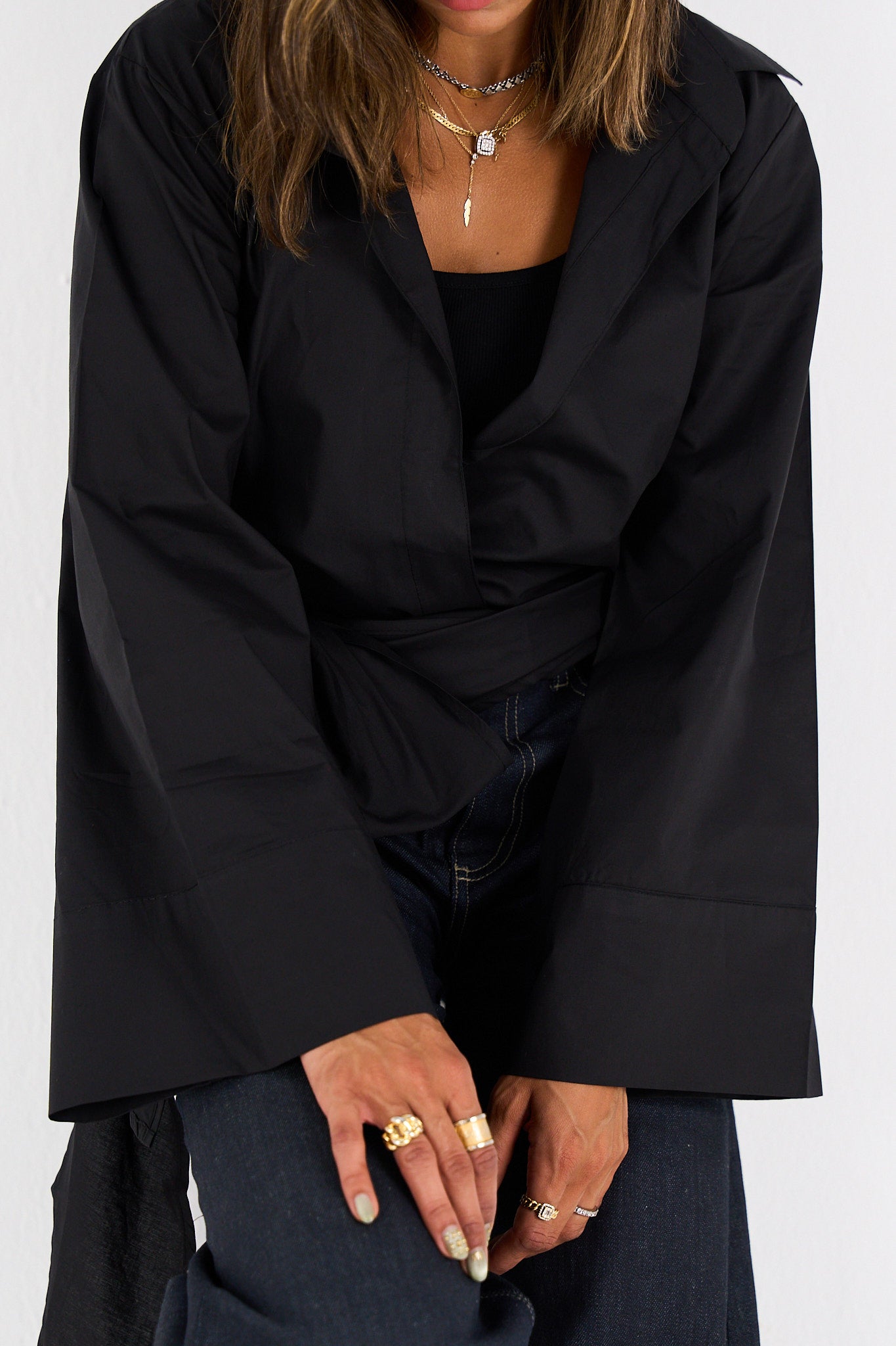 The Effortless Wrap Shirt - Black