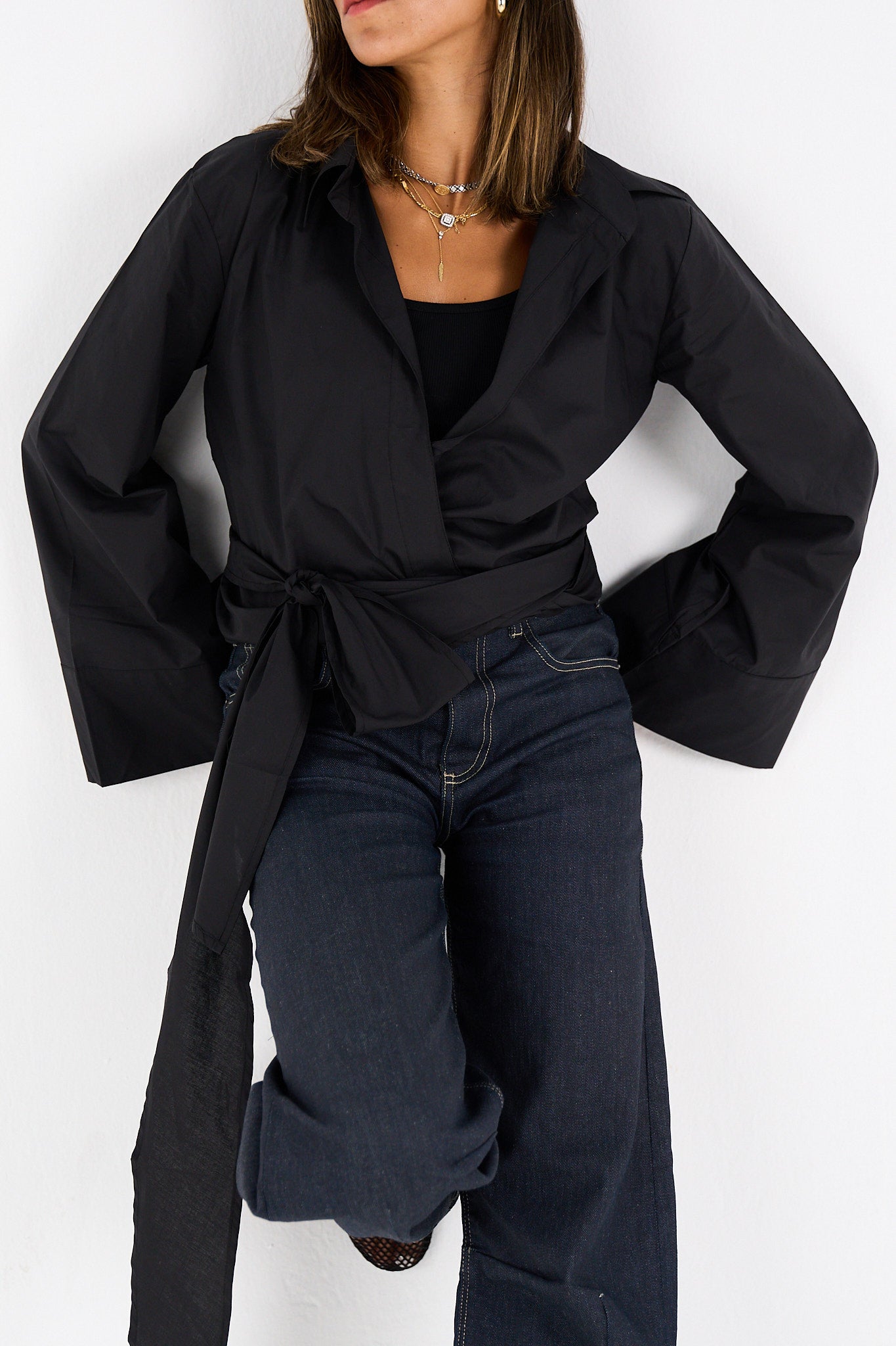 The Effortless Wrap Shirt - Black