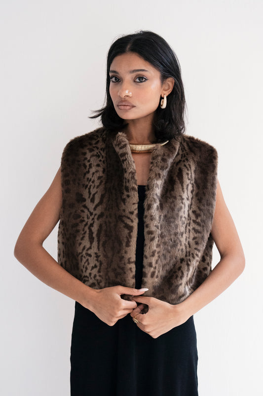 Panthera Fur Cropped Vest