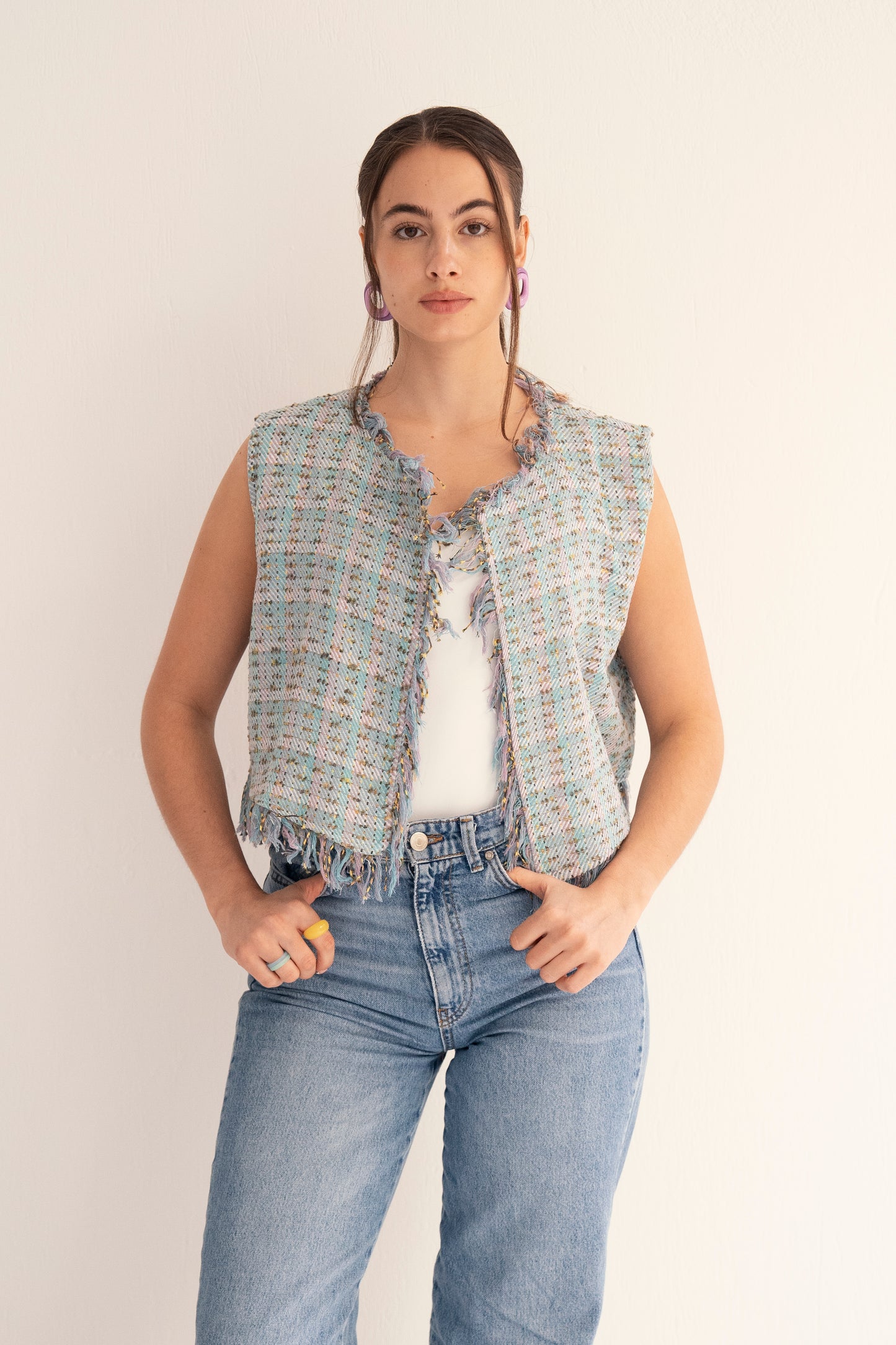 Cotton Candy Plaid Vest