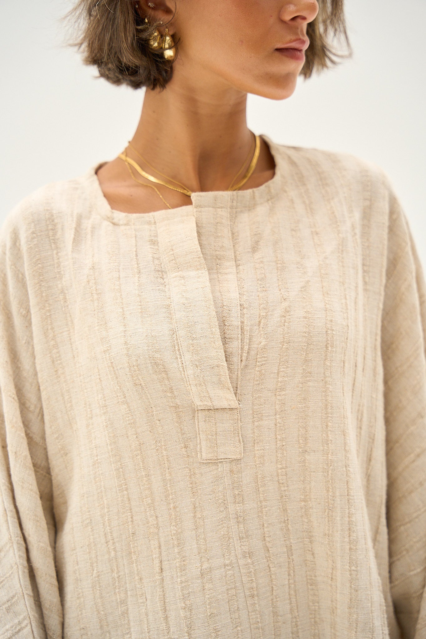 Weekend Warrior Linen Top in Light Beige