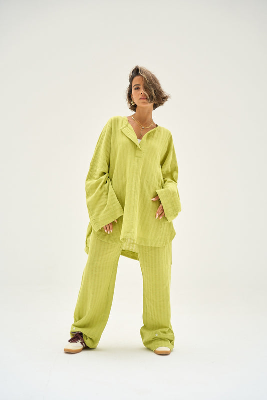 Weekend Warrior Linen Pants in Lime