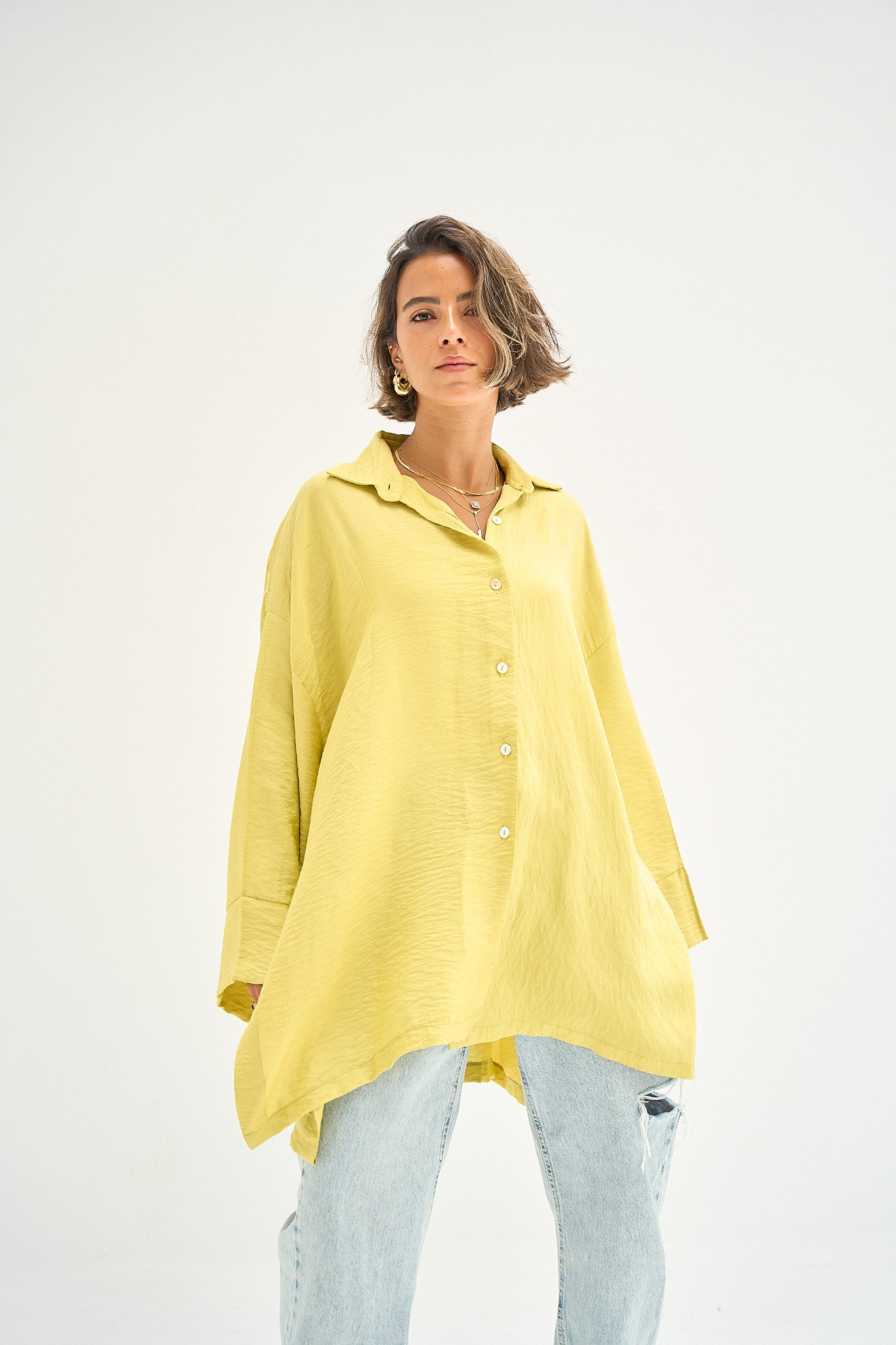 The Go-To Oversized Shirt in Light Yellow-Green