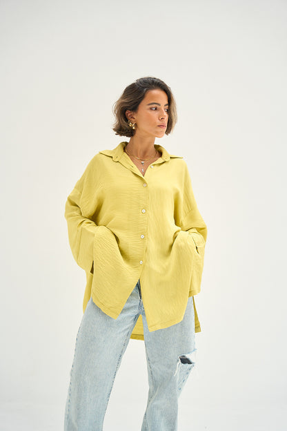 The Go-To Oversized Shirt in Light Yellow-Green