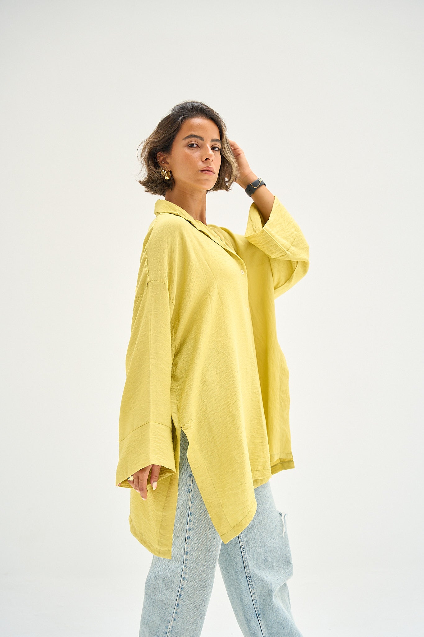 The Go-To Oversized Shirt in Light Yellow-Green