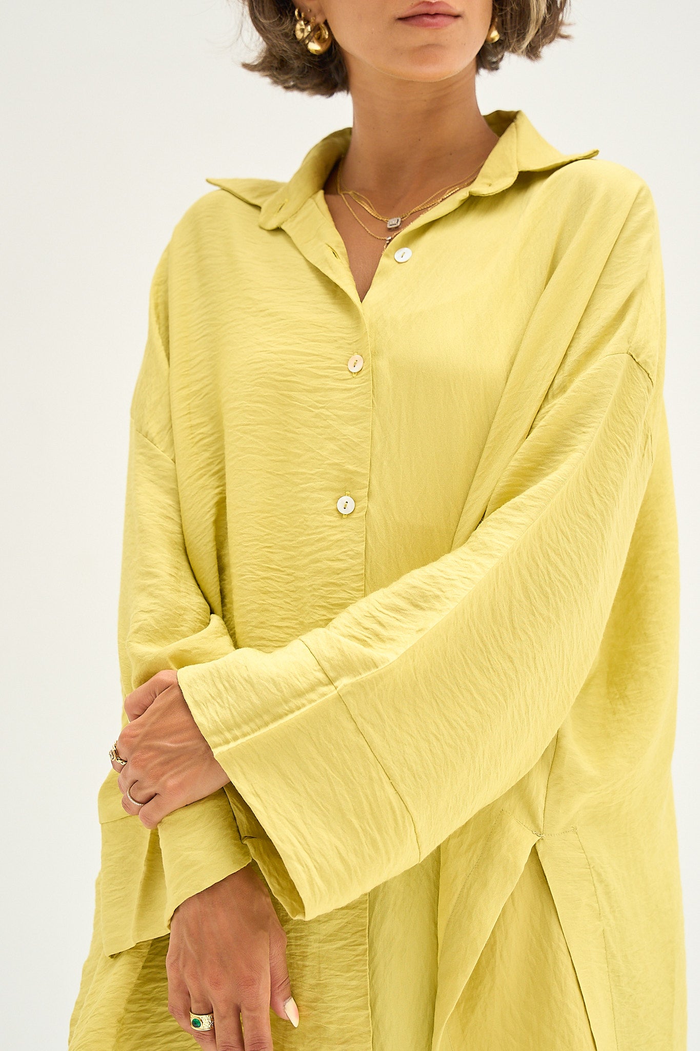 The Go-To Oversized Shirt in Light Yellow-Green